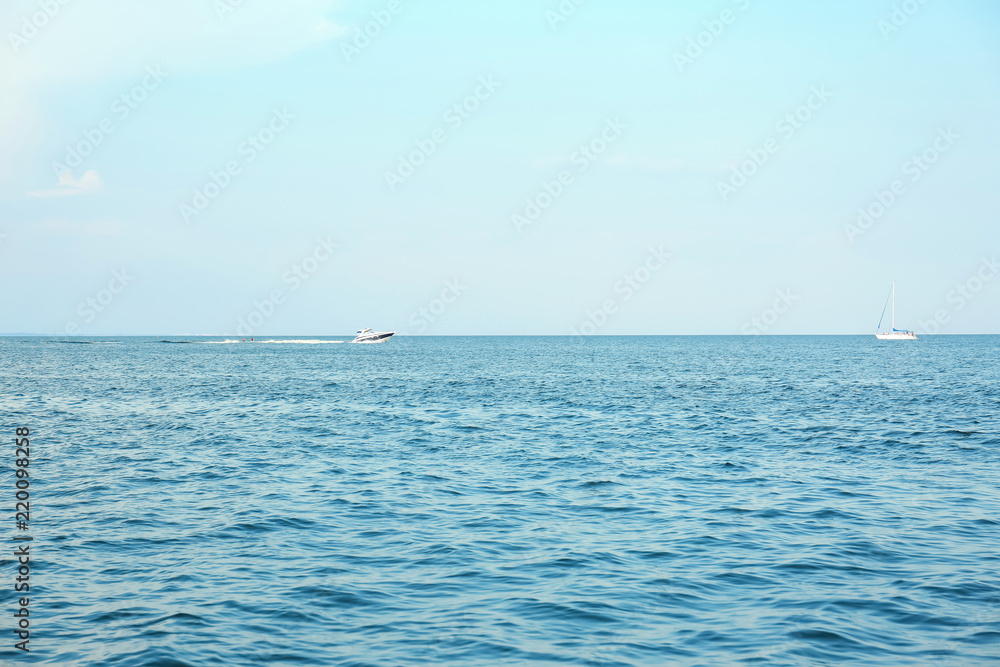 Beautiful seascape with vessels on summer day Beautiful seascape with vessels on summer day