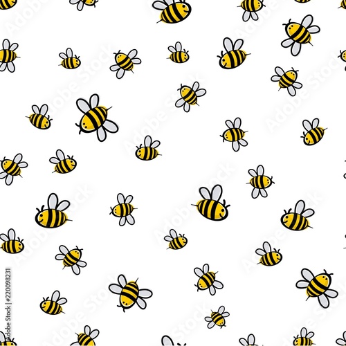Cute seamless bee pattern vector