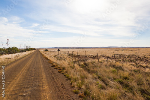Dirt roads and fields of the Karoo near Gariep dam  South Africa.