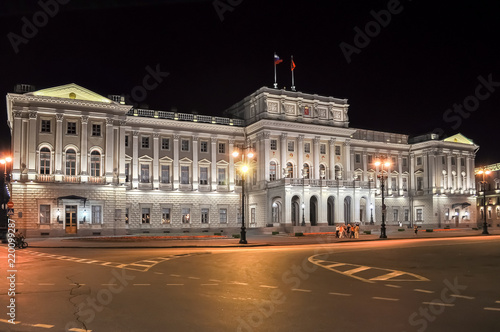 Mariinsky Palace at night, St. Petersburg, Russia