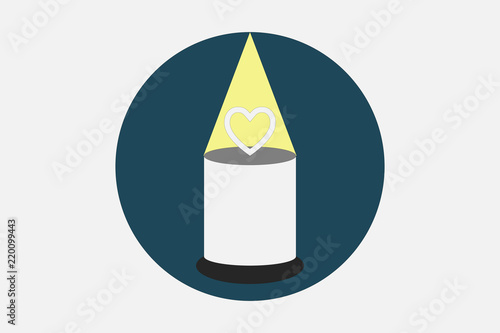 Icono de un corazón sobre un pedestal.