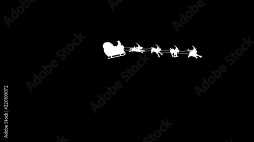 Santa Claus is flying in his Christmas sleigh 2 Hand drawn animation with alpha matte. Original file Full HD with alpha channel