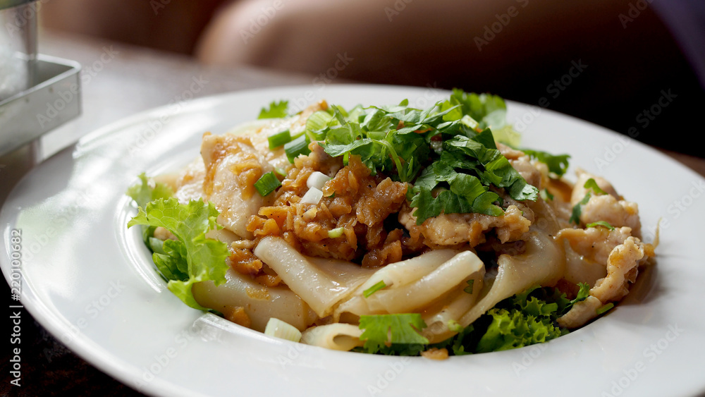 Fried Noodles with Chicken. Stir fried Chicken Noodles and egg. Thai food. Fried Noodles with Chicken. Stir fried Chicken Noodles and egg. Thai food.