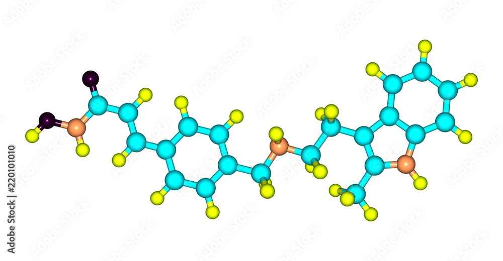 Molecular structure of Panobinostat isolated on white Molecular structure of Panobinostat isolated on white