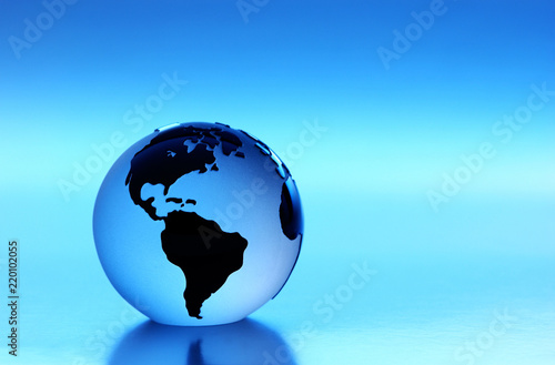 Glass Globe with blue light Studio shot