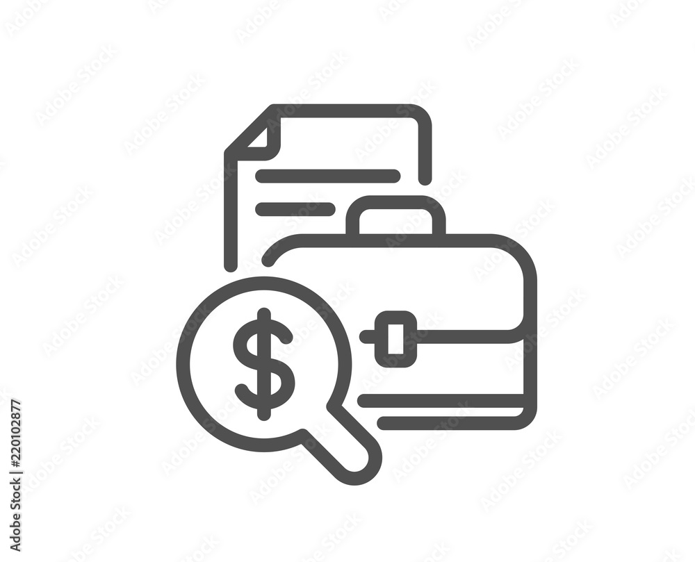Accounting report line icon. Audit sign. Check finance symbol. Quality design element. Classic style accounting. Editable stroke. Vector Accounting report line icon. Audit sign. Check finance symbol. Quality design element. Classic style accounting. Editable stroke. Vector