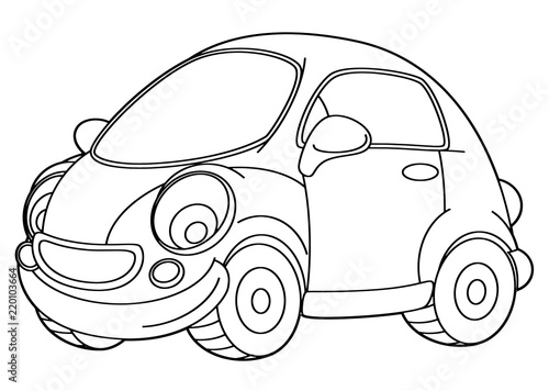 cartoon scene with vector car - coloring page - illustration for children