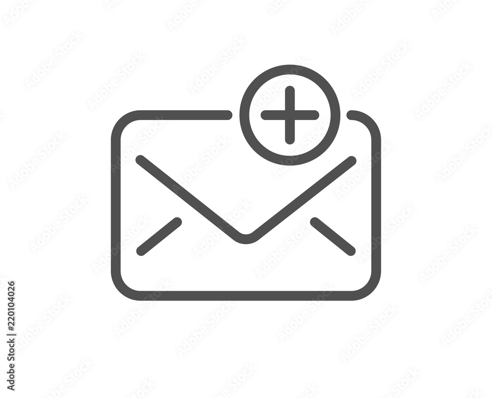 New Mail line icon. Add Message correspondence sign. E-mail symbol. Quality design element. Classic style. Editable stroke. Vector