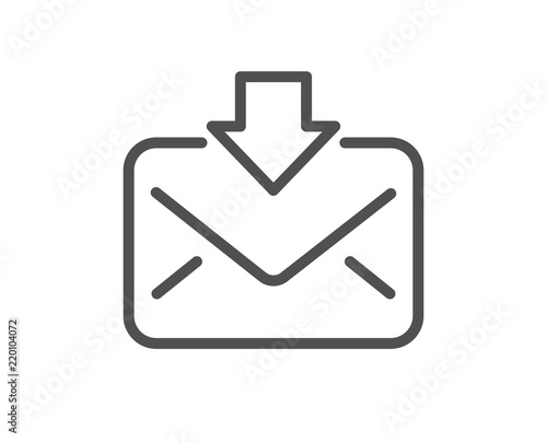 Mail download line icon. Incoming Messages correspondence sign. E-mail symbol. Quality design element. Classic style. Editable stroke. Vector