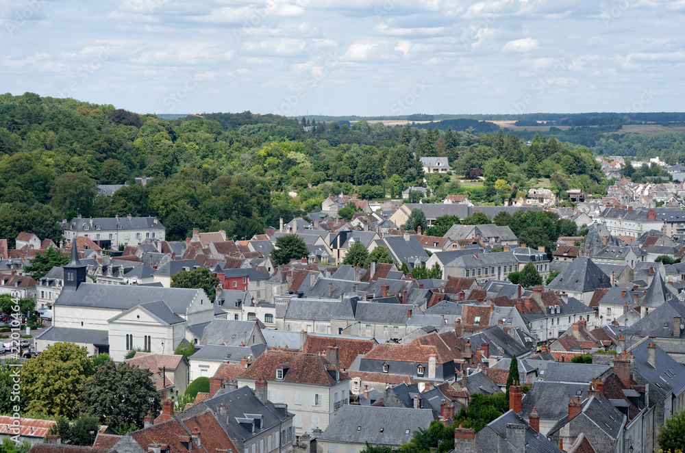 Panoramic view of a medieval french town