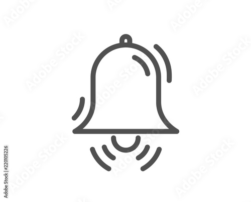 Clock bell line icon. Alarm sign. Quality design element. Classic style alarm bell. Editable stroke. Vector