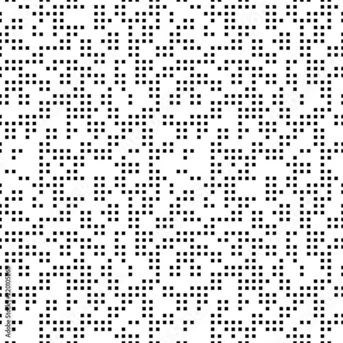Seamless background with random square black elements. Abstract ornament. Dotted abstract pattern
