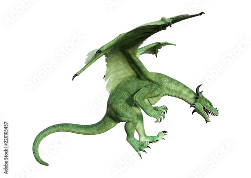 3D Rendering Fantasy Dragon on White