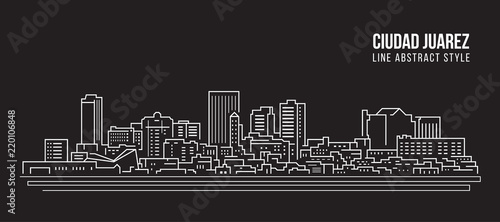 Cityscape Building Line art Vector Illustration design - Ciudad Juarez city