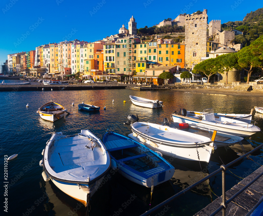 Colorful Portovenere on coastline of La Spezia in Italy
