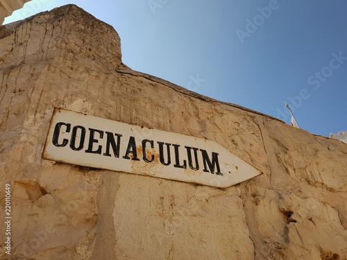 Photos Sign pointing to the abbey of Dormition (Church of the Cenacle) on mount Zion, Israel
