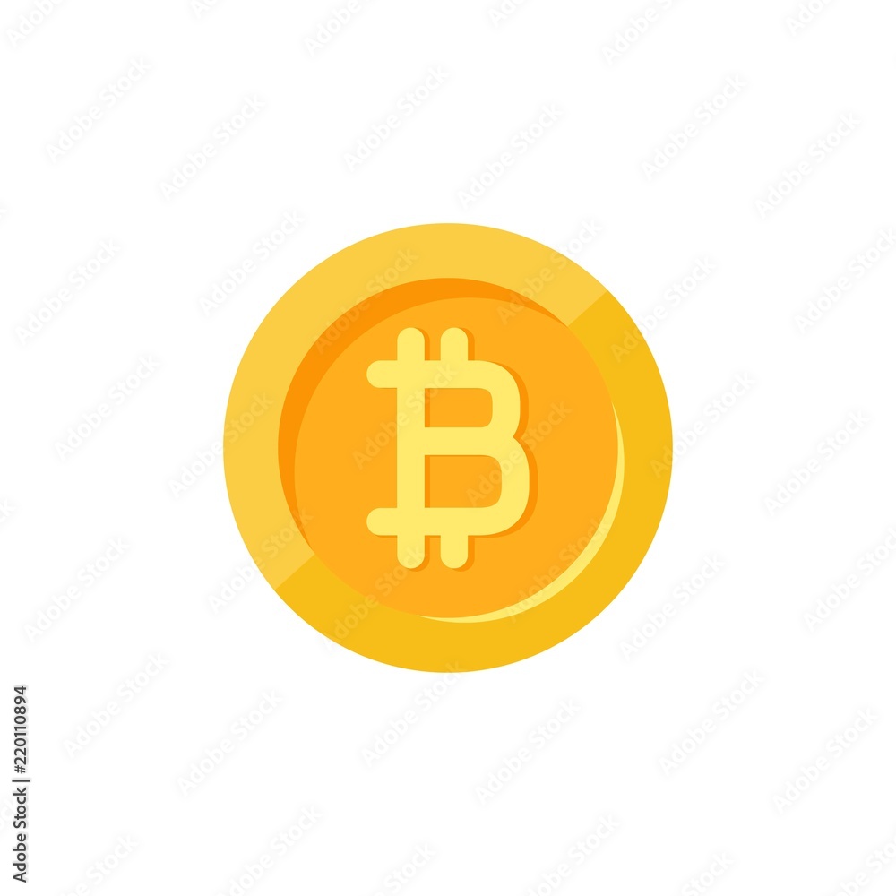 Gold bitcoin sign. Flat coin icon isolated on white. Economy, finance, digital money. Gold bitcoin sign. Flat coin icon isolated on white. Economy, finance, digital money.