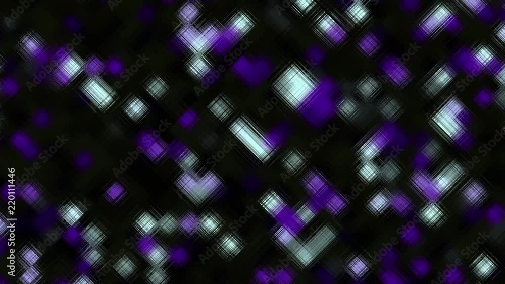 Flaring and fading lights. Seamless loop abstract motion background. Gleaming of blurred lights on black background.