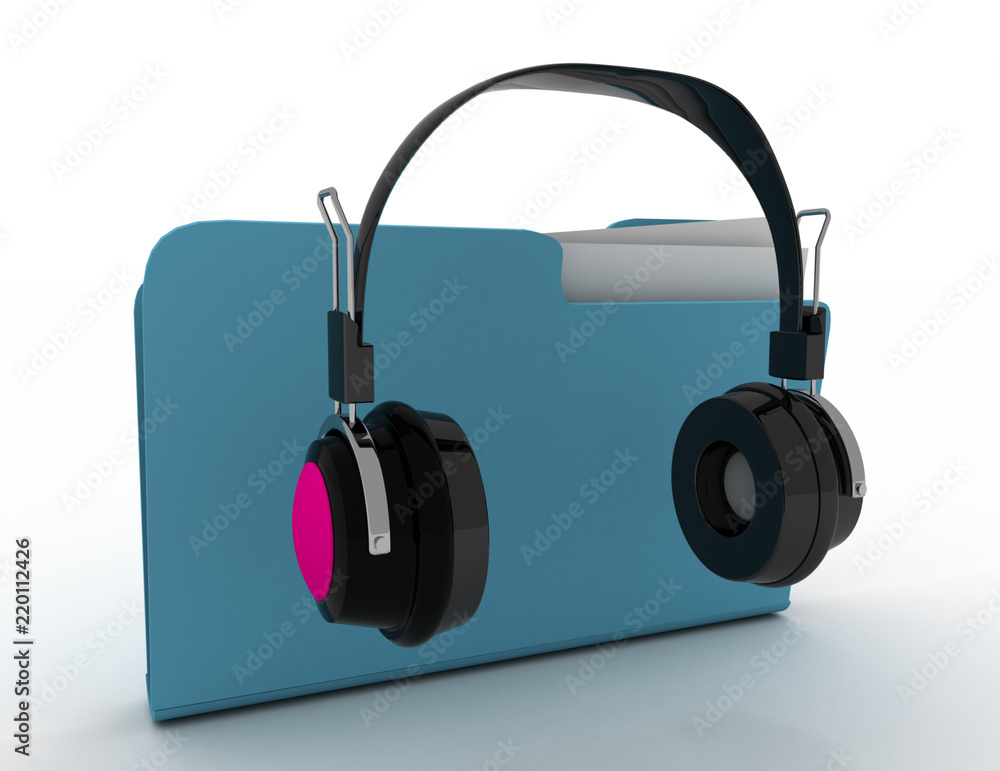 music folder concept . 3d rendered illustration music folder concept . 3d rendered illustration