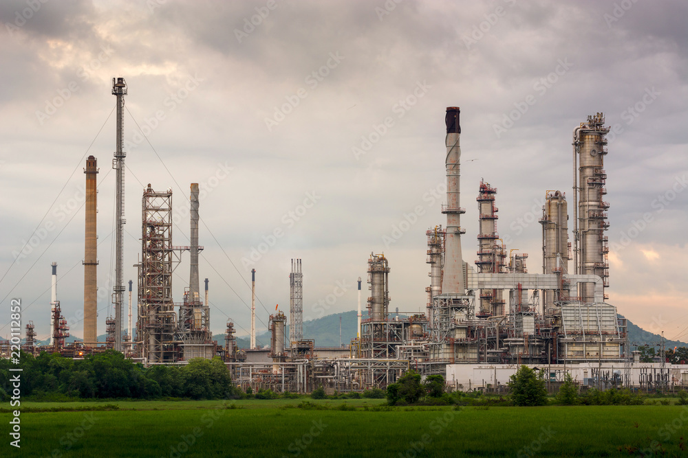 oil refinery plant against blue sky