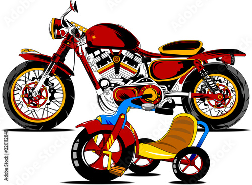 motorcycle and bicycle