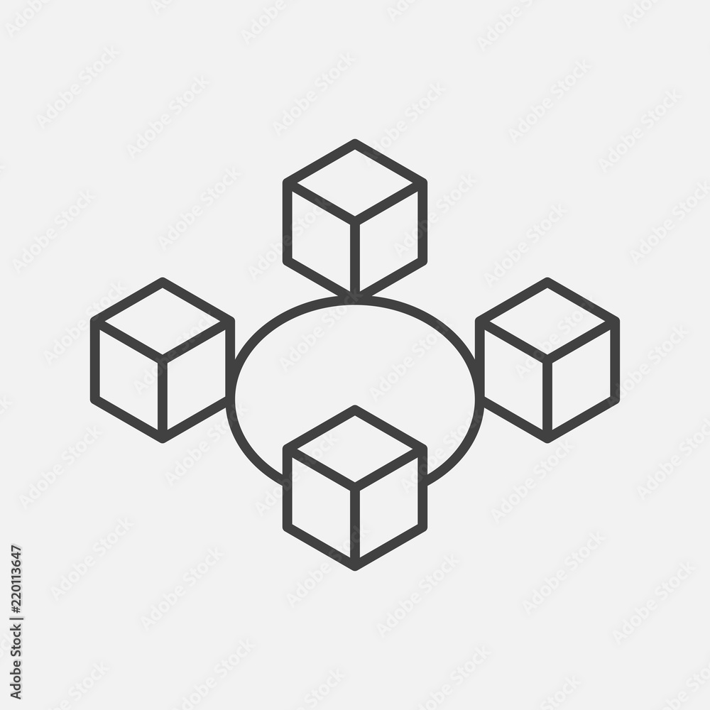 Blockchain technology thin line style. Vector block chain icons or logo. Blockchain technology thin line style. Vector block chain icons or logo.
