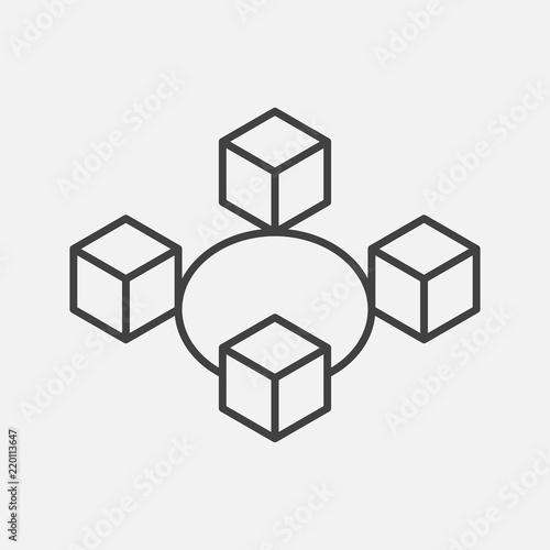 Blockchain technology thin line style. Vector block chain icons or logo.