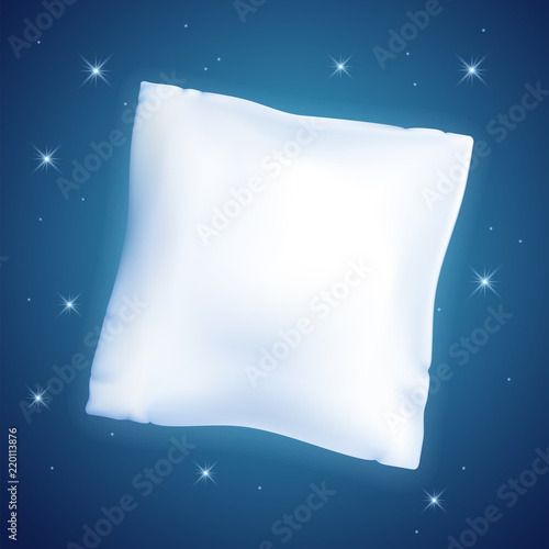 Feather pillow against the starry night sky