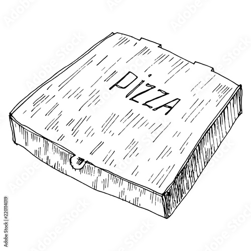 hand drawn illustration of box to go with pizza