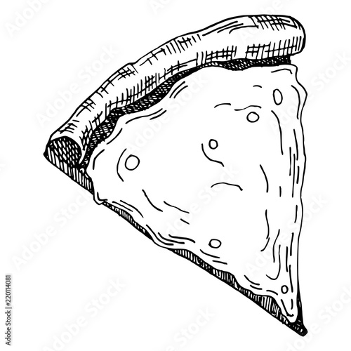 hand drawn illustration of piece of pizza