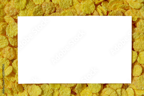 Mock up for your text on a background of a solid layer of cornflakes