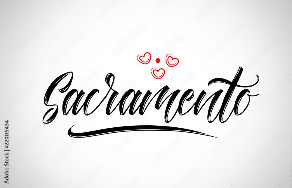 sacramento city design typography with red heart icon logo