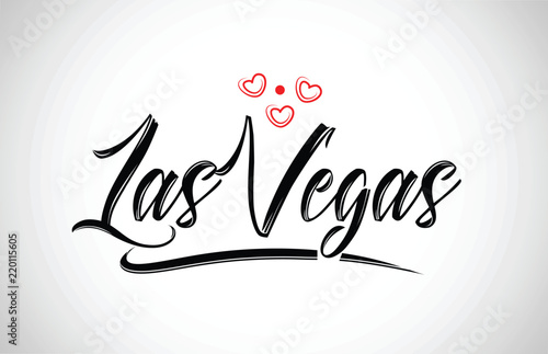 las vegas city design typography with red heart icon logo