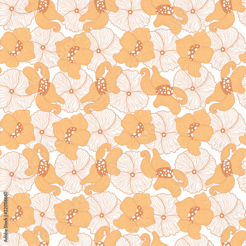 Wallpaper Mural Vector stylised flowers seamless pattern in shades of light orange. Pattern can be used for wallpaper, pattern fills, web page background, surface textures Torontodigital.ca