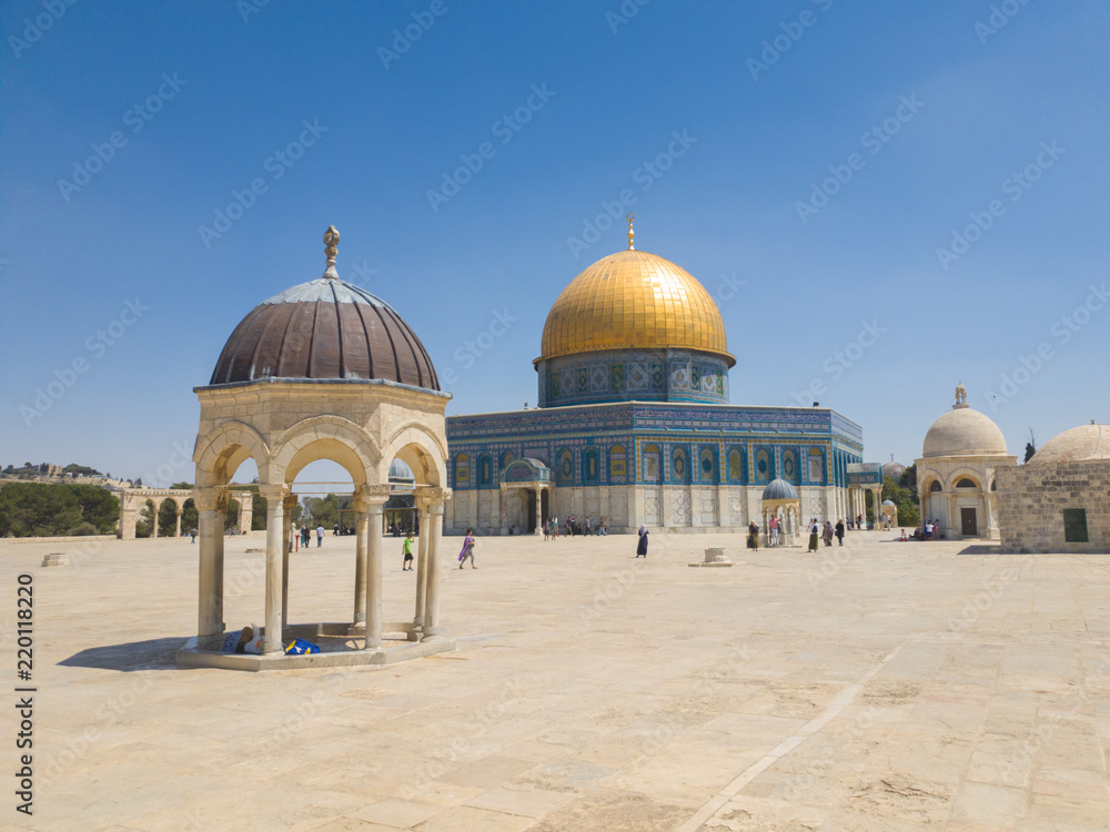Obraz premium Meczet Dome of the Rock w Temple Mount.Jerusalem stare miasto, Izrael