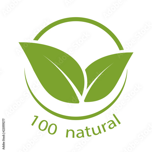 100 percent natural label. Vector illustration.