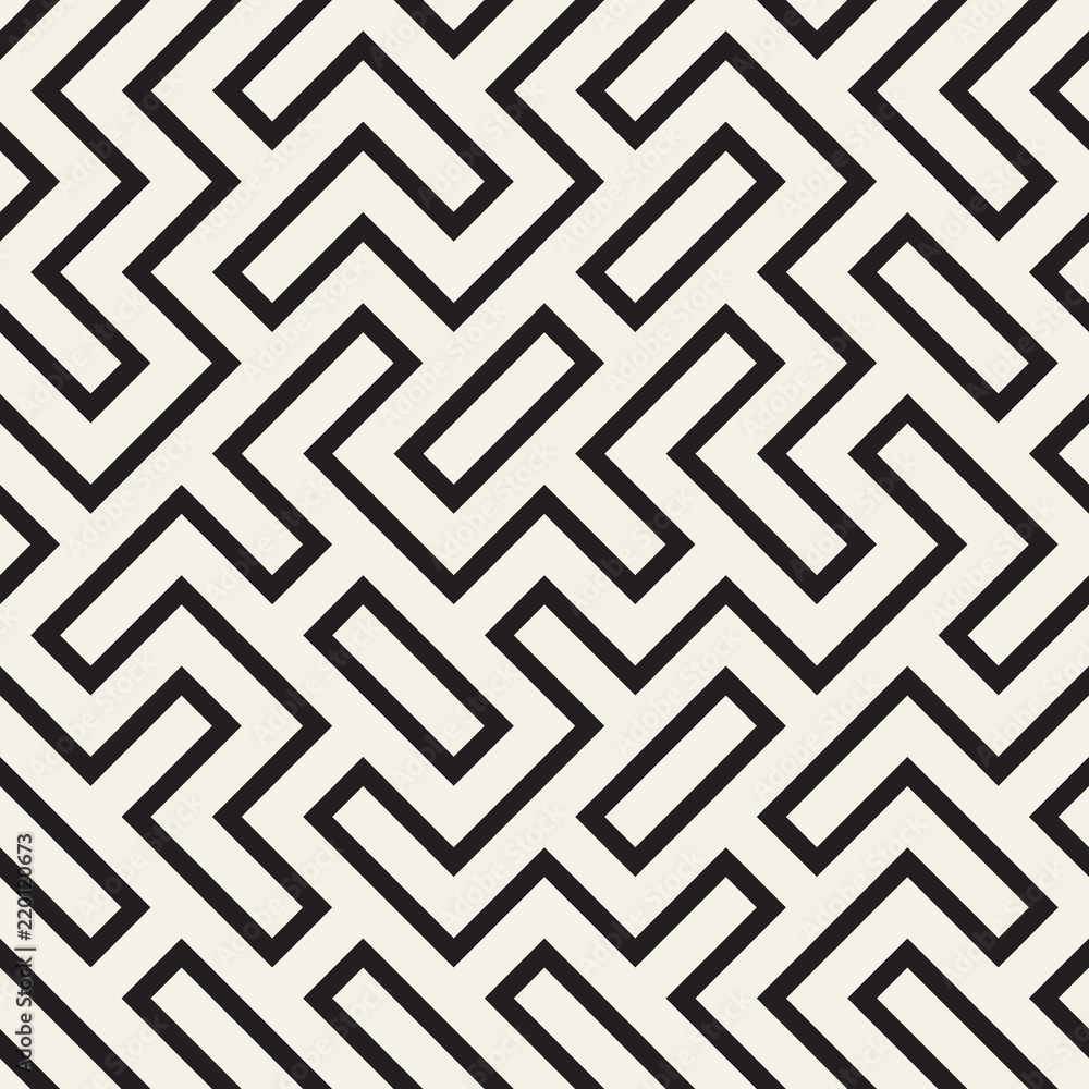 Irregular maze line lattice. Abstract geometric background design. Vector seamless pattern.