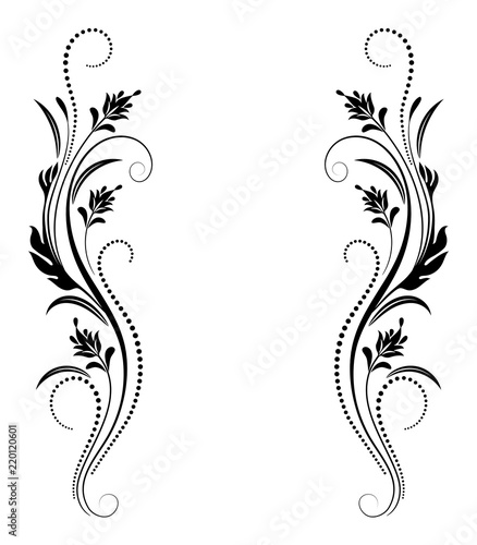 Decorative vintage floral ornament in retro style