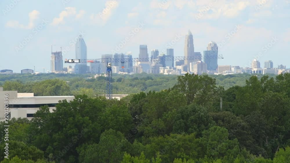 Zoom into downtown Charlotte, North Carolina on a summer day Zoom into downtown Charlotte, North Carolina on a summer day