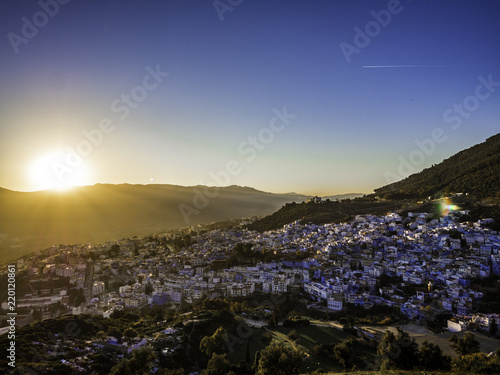 Obraz na płótnie Skyline of Chefchaouen Morocco during sunset w salonie