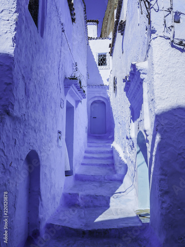 Buildings in blue in Chefchaouen Morocco © doleesi