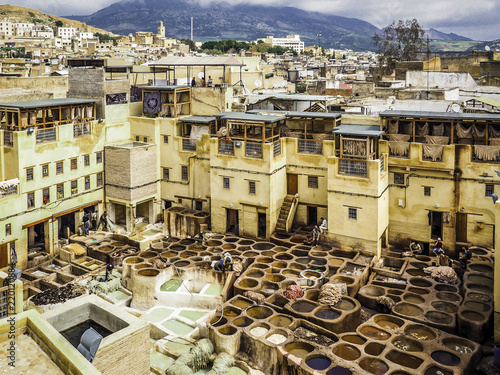 Obraz na płótnie Chouara tannery in Fez Morocco w salonie