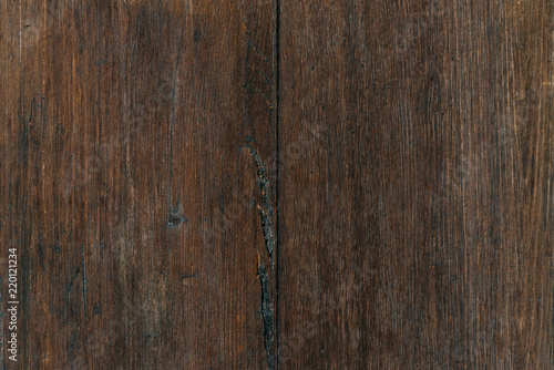 Obraz na płótnie Two grungy ancient wooden planks with metal rivets in Spain. Wooden dark brown texture w salonie