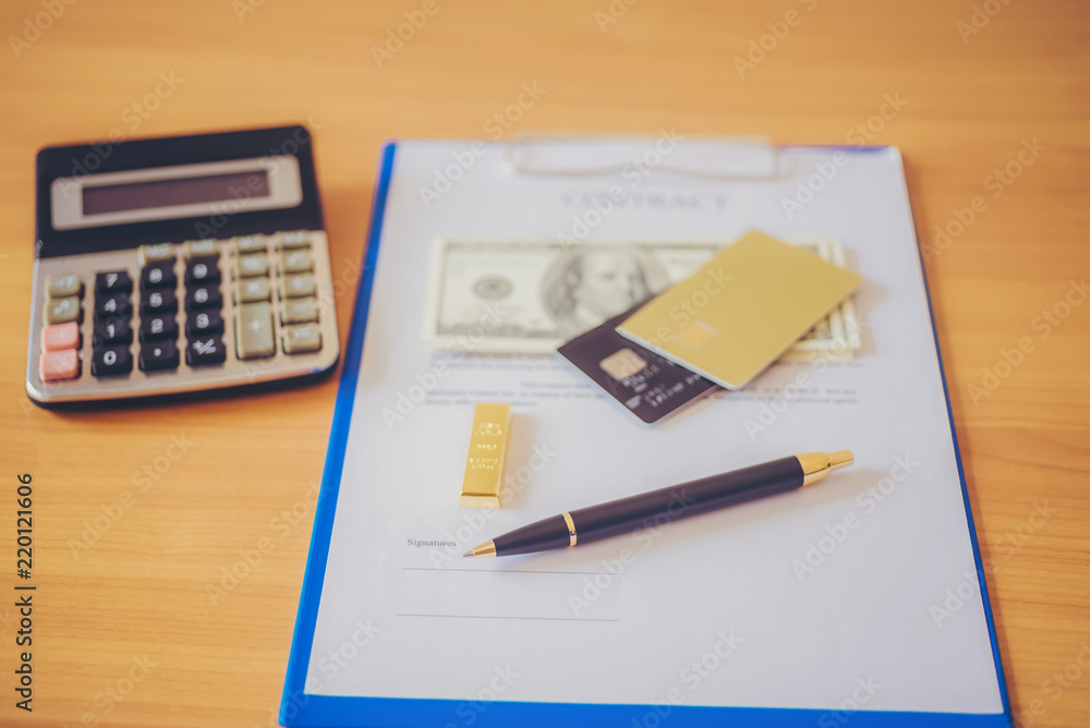 Rental agreement document with keys and Credit Cards Rental agreement document with keys and Credit Cards
