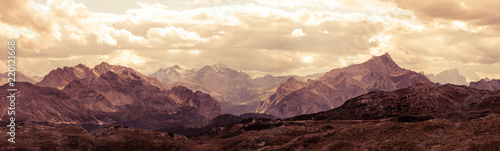 Panoramic view of Italian Dolomites mountains