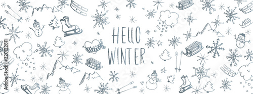 Winter doodles background