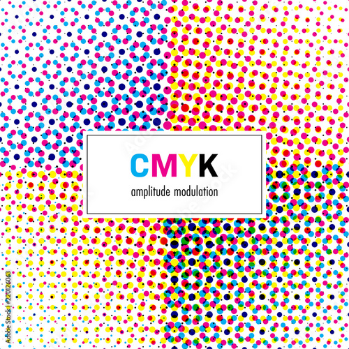 Abstract halftone background in CMYK colors. Vector illustration
