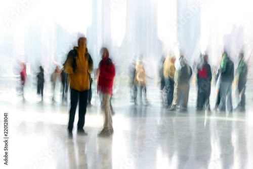 group of people in the lobby business center