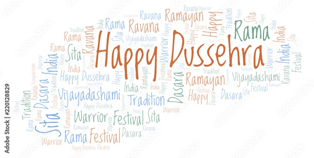 Obraz premium Happy Dussehra word cloud.