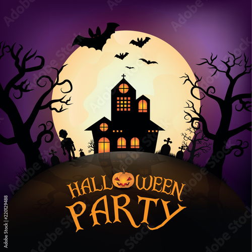 Design of Halloween Party text for halloween day and card or background